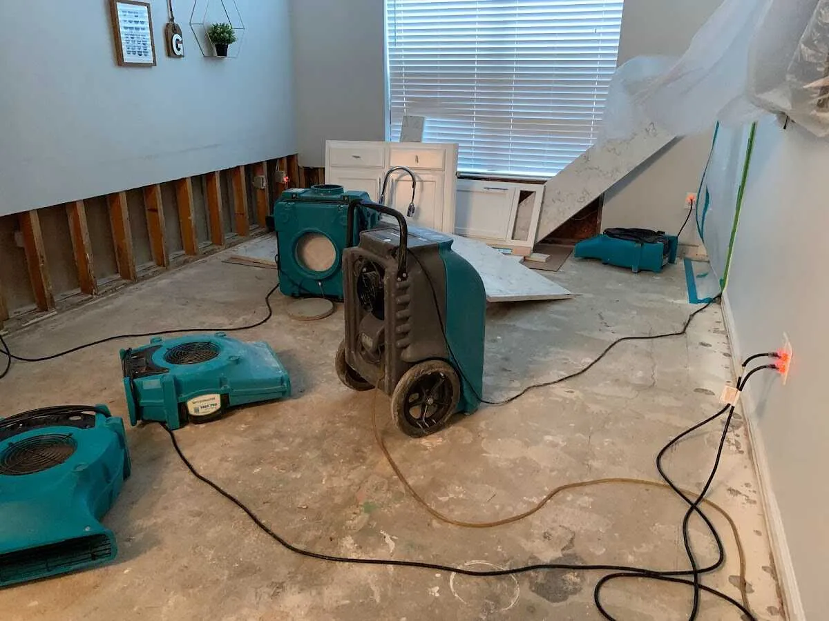 Dehumidifier in flood-cut room for Water Damage Restoration in Shamokin